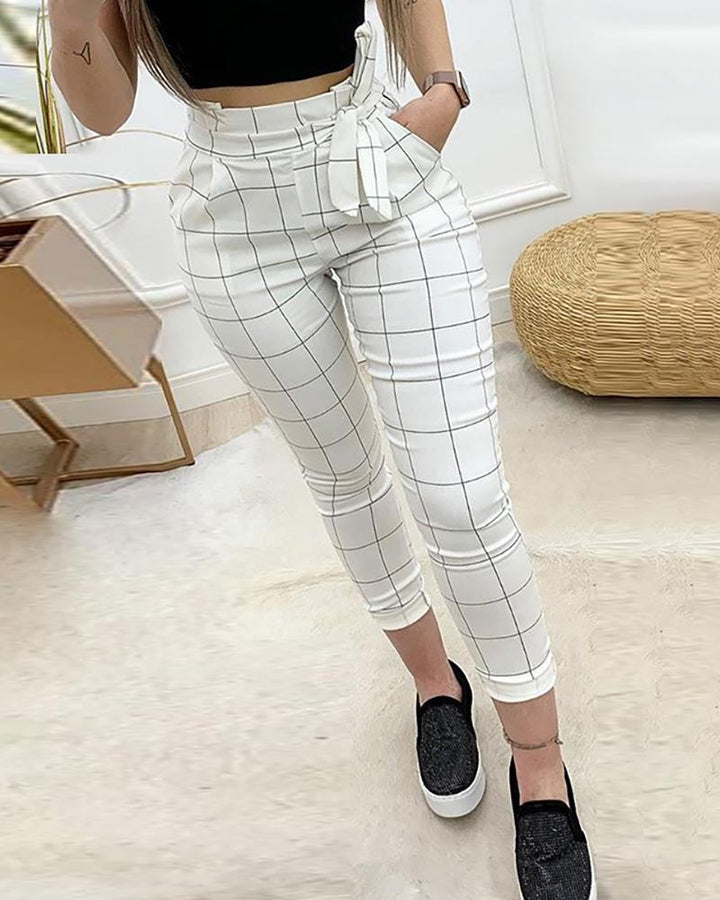 Women's white checkered pants