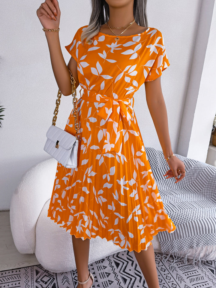 Summer Leaf Print Dress Women's Beach Dress