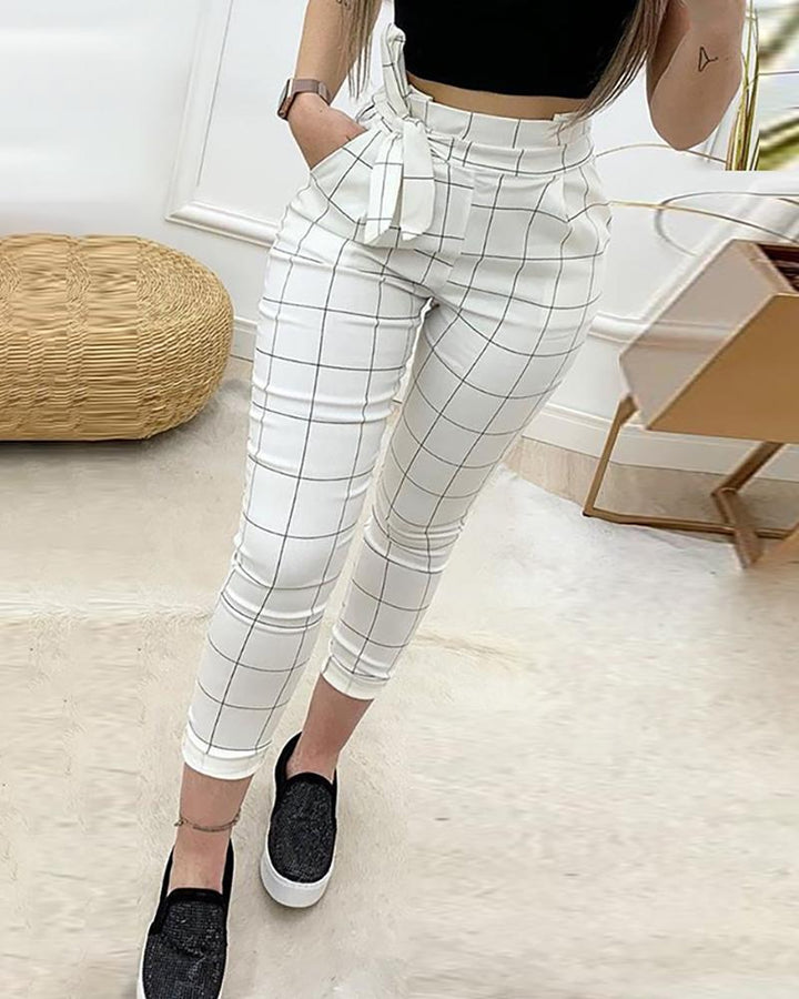 Women's white checkered pants