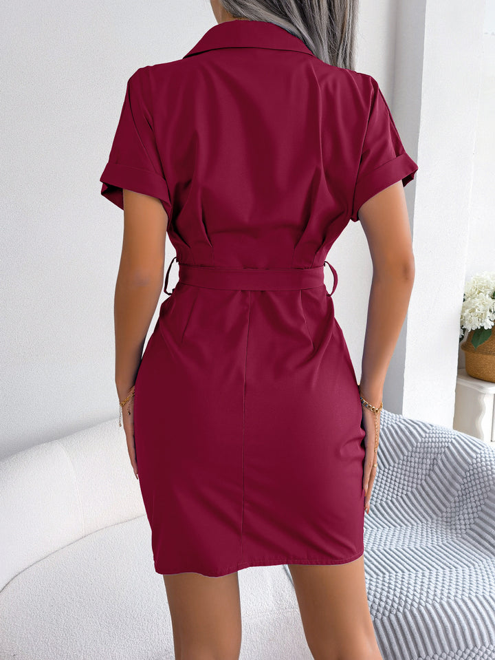 Vestido Camisero cintura plisada - WARDROBE ESSENTIALS 3.0