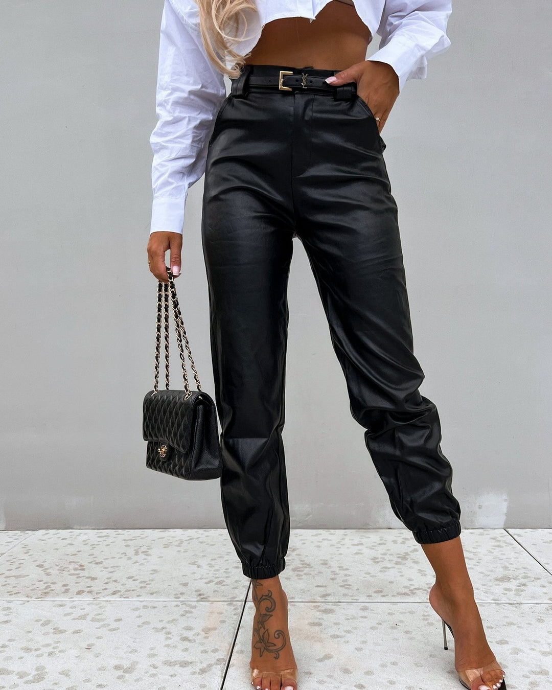 Women's PU Leather Casual Pants