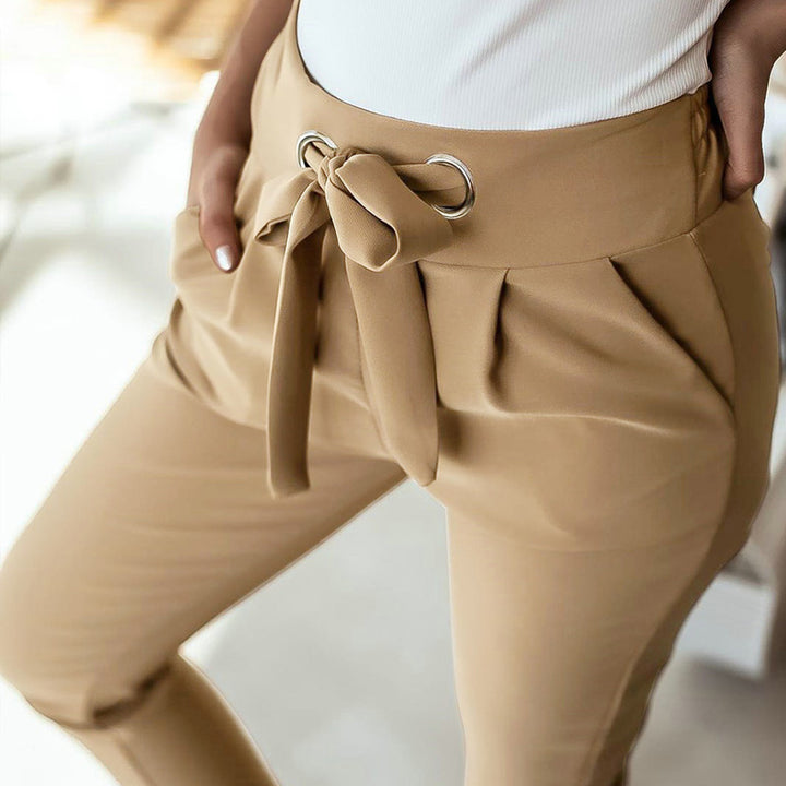 Pantalones casuales ajustados de cintura alta