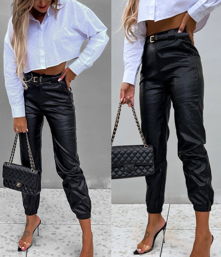 Women's PU Leather Casual Pants