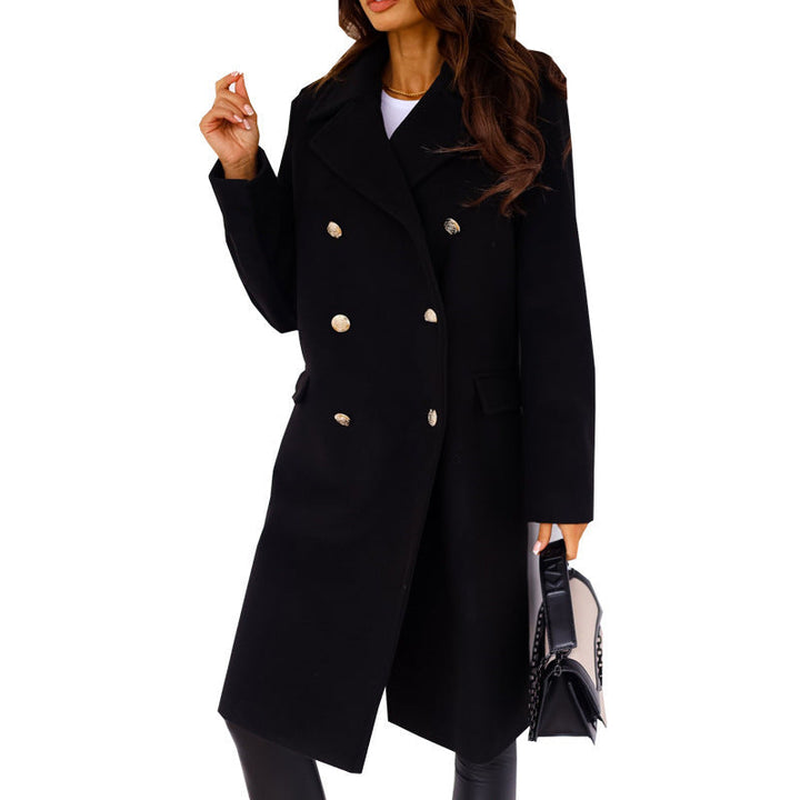 Women's Black Wool Coat | Lapel Wool Coat | WARDROBE ESSENTIALS 3.0