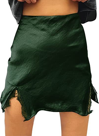 Minifalda satinada con encaje - WARDROBE ESSENTIALS 3.0